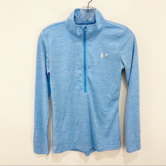 UNDER ARMOUR UA Heat Gear Light Blue 1/2 Zip Fitted Pullover Top Jacket … - Picture 1 of 8